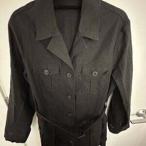 Zara Black Belted Linen Dress/Jacket